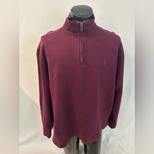 Polo Ralph Lauren Pullover Men's XL Estate Ribbed 1/4 Zip Burgundy USA Made